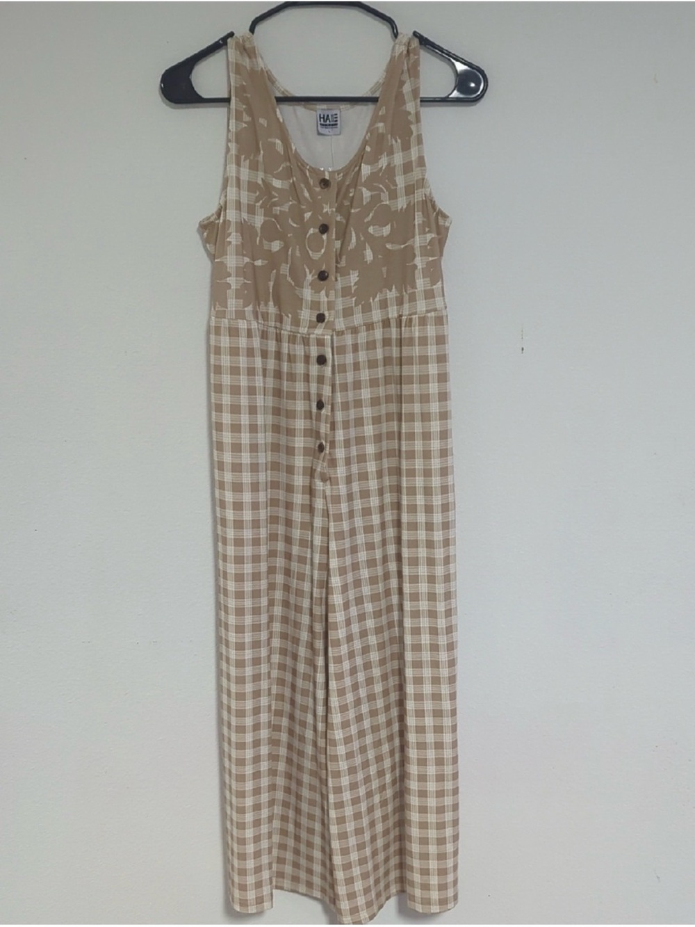 HAE HAWAII Beige PALAKA & Hawaiian quilt Button-Front jumper